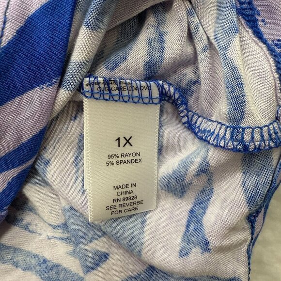 LOGO Layers Mixed Animal Print Tank Top Tunic Color Block Blue Pink Plus Size 1X - Picture 6 of 9